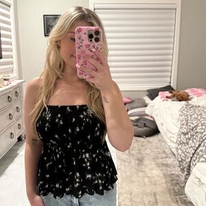 Floral Shirred Tube Top